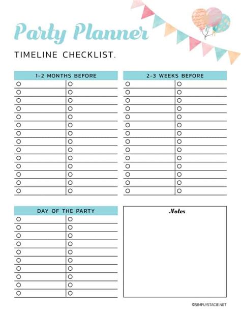 Party Planning Checklist Template