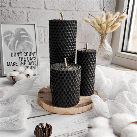 Black Candles Classic Candle Set Black Pillar Candles - Etsy