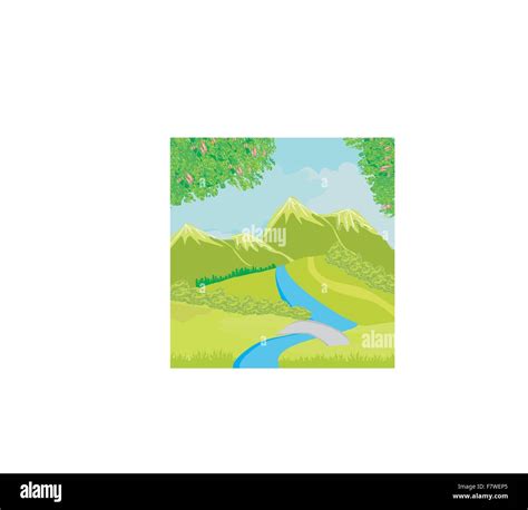 mountain landscape, illustration Stock Vector Image & Art - Alamy