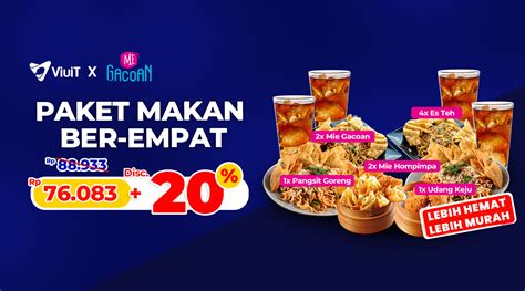 Promo Mie Gacoan Makan Ber-Empat diskon 20% di ViuiT