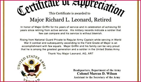 Honoring Military Service with Printable Certificate Templates