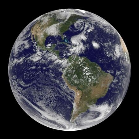 View of the full Earth and four storm systems Poster Print - Walmart.com - Walmart.com