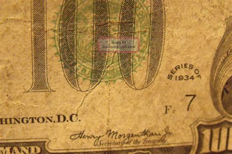 1934 $100 Dollar Bill Federal Reserve Note One Hundred Dollars Bank Of Chicago