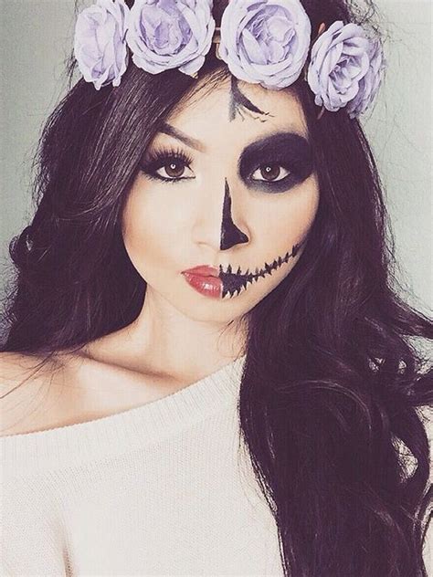 Pretty half sugar skull makeup Halloween Makeup Diy Easy, Halloween ...