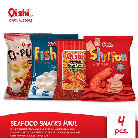 Oishi Seafood Snacks [Fishda, Shripon, O-Pusit, Prawn Crackers | Kropeck | Squid Rings | Sharing ...