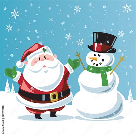 Santa Claus & Frosty the snowman Stock Vector | Adobe Stock