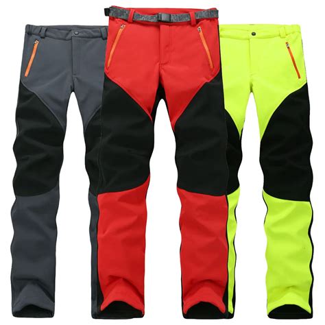 Men's Winter Outdoor Sports Pants Softshell Fleece Windproof Skiing ...