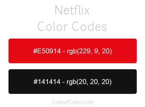 Netflix Colors - Hex and RGB Color Codes