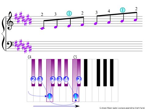 C-sharp Major scale 1 octave (right hand) | Piano Fingering Figures