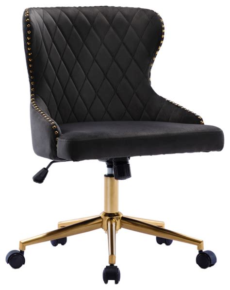 Nailhead Trim Velvet Home Office Chair - Contemporary - Office Chairs - by Duhome inc | Houzz