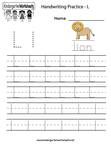 Kindergarten Letter L Writing Practice Worksheet Printable Letter L ...