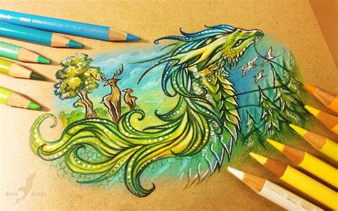 Dragon Color Pencil Drawing By Alvia Alcedo 7