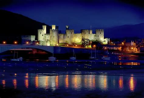 Conwy Castle at Night Photograph by Peter OReilly