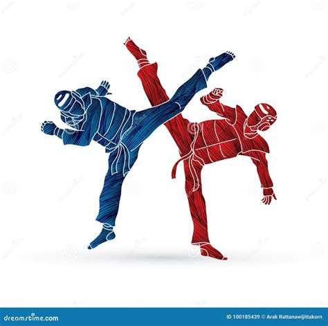 Taekwondo Competition Sparring Vector Illustration | CartoonDealer.com #83569512