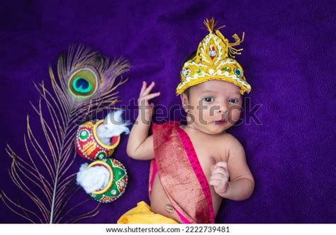 Newborn Baby Boy Krishna Dressed Props Stock Photo 2222739481 ...