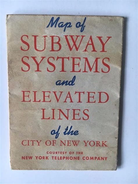 Vintage 1943 New York City NYC Map of Subway Systems and Elevated Lines ...