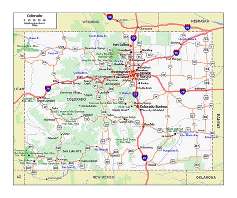 Large roads and highways map of Colorado state | Colorado state | USA ...