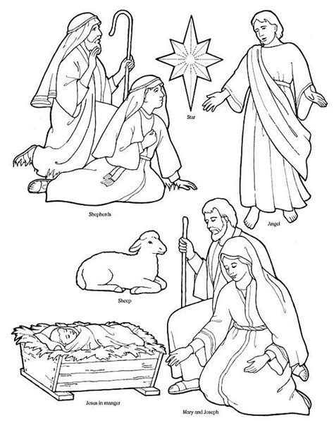 Cut Out Nativity Scene Coloring Page Sketch Coloring Page | The Best ...