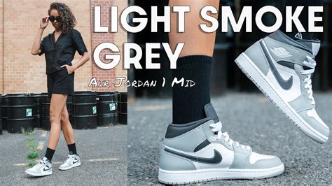 SO CLEAN! Air Jordan 1 Mid Light Smoke Grey On Foot Review and How to Style - YouTube