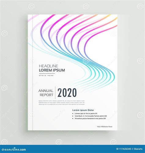 Modern Business Book Cover Page Design With Wavy Shape Cartoon Vector ...