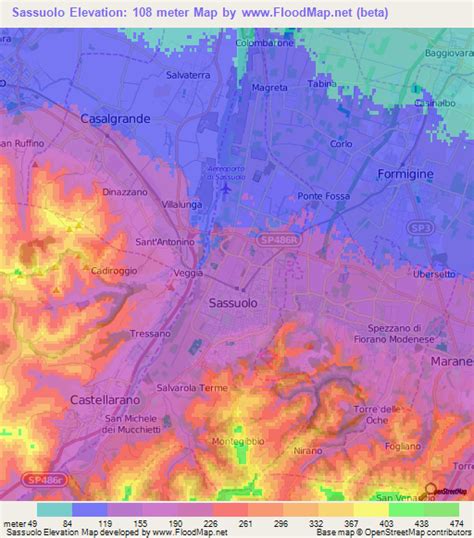 Elevation of Sassuolo,Italy Elevation Map, Topography, Contour