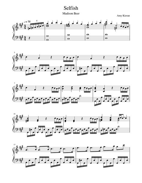 Selfish - Madison Beer - Advanced Piano Sheet Music Sheet music for ...