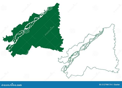 Supaul District Bihar State Kosi Division Republic of India Map Vector Illustration Scribble ...