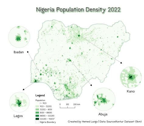 Population Density of Nigeria. by @725Hemeed - Maps on the Web