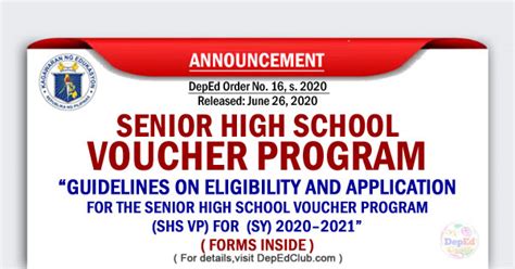 Guidelines on Eligibility and Application for the Senior High School ...