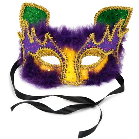 Mardi Gras Cat Mask with Feathers [36000] - CraftOutlet.com