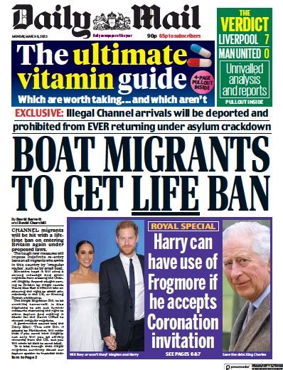 Daily Mail (UK) Front Page for 6 March 2023 | Paperboy Online Newspapers