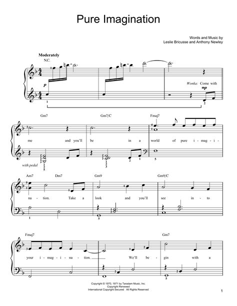 Pure Imagination (from Willy Wonka & The Chocolate Factory) sheet music by Gene Wilder (Easy ...