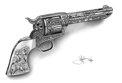 Colt Revolver Drawing Drawing by John Harding