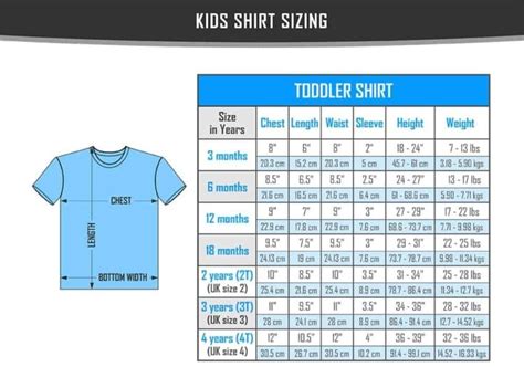 Kids Shirt Size Chart - VerbNow