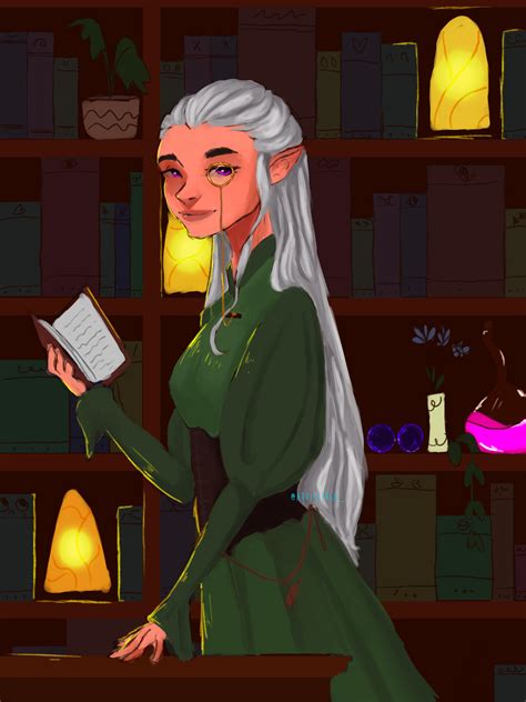 [OC][Art] Priestess of Oghma, Veda. Drawn by my girlfriend for our DnD ...