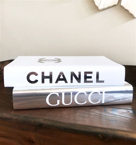 Chanel Gucci Fashion Inspired Decorative Books, Designer Home Decor, Silver Metallic Book Decor ...