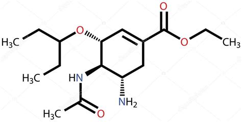 Oseltamivir (antiviral drug Tamiflu) structural formula — Stock Vector ...