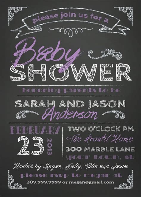 Items similar to COUPLES BABY SHOWER invitation - chalkboard on Etsy