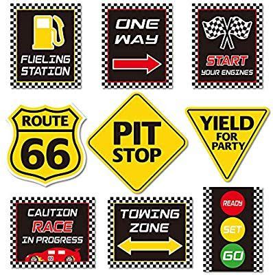 Amazon.com: Race Car Party Decorations, Checkered Flags Racing Happy Birthday Party Signs ...