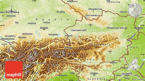 Physical Map of Austria