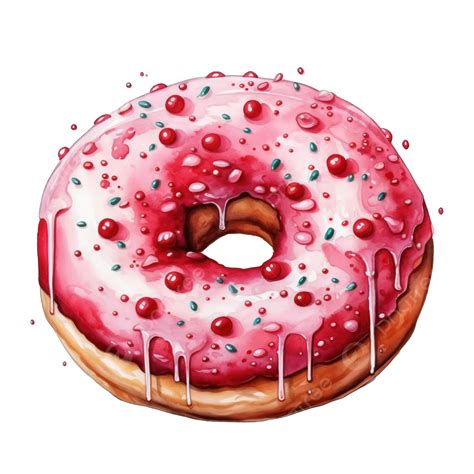 Watercolor Christmas Donut Red Color, Cute Donut, Watercolor Clipart, Christmas Element PNG ...