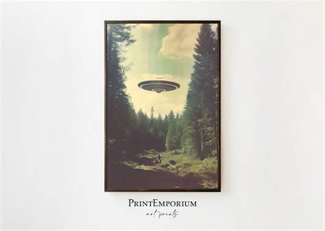 UFO Poster, Large UFO Wall Art, Large Framed Art, Home Decor, Trippy ...