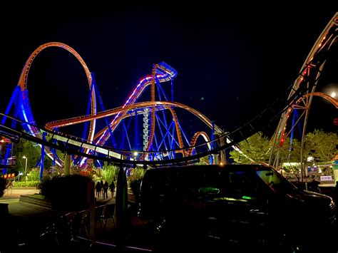 [Cedar Point] is pretty at night : rollercoasters