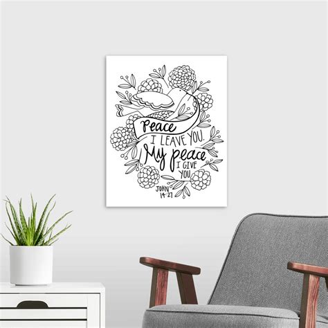 Peace I Leave You Handlettered Coloring Wall Art, Canvas Prints, Framed ...