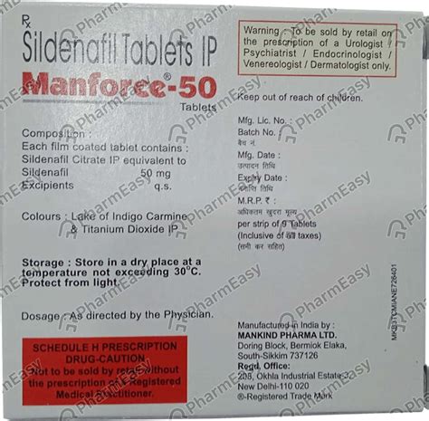 Manforce 50 MG Tablet (9): Uses, Side Effects, Price & Dosage | PharmEasy