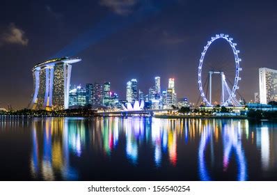 Singapore Skyline Night Stock Photo 156540254 | Shutterstock