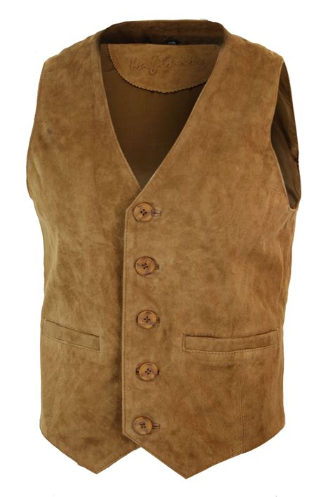 MENS WAISTCOAT GILET Real Genuine Suede Leather Retro Vintage Western Vest £79.99 - PicClick UK