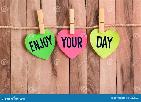 Enjoy Your Day Heart Shaped Note Stock Image - Image of confident ...