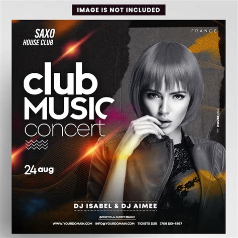 Premium PSD | Club music party instagram flyer design