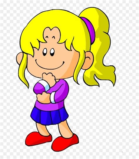 Cartoon Child Clip Art - Little Girl Thinking Png - Free Transparent PNG Clipart Images Download